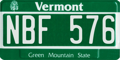 VT license plate NBF576