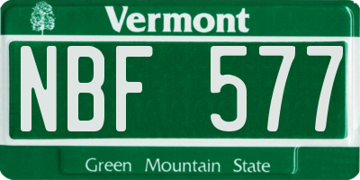 VT license plate NBF577