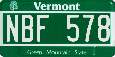 VT license plate NBF578