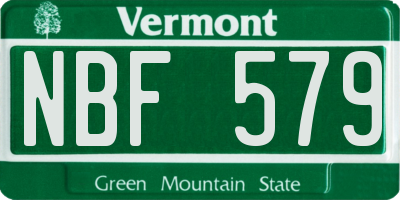 VT license plate NBF579