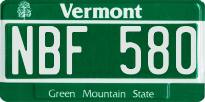 VT license plate NBF580