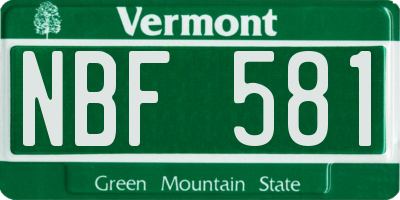 VT license plate NBF581