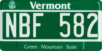 VT license plate NBF582