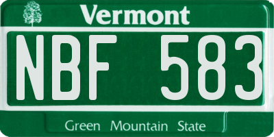 VT license plate NBF583