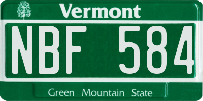 VT license plate NBF584