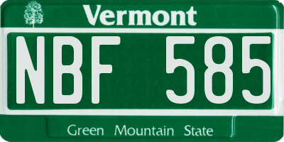 VT license plate NBF585