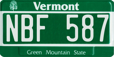VT license plate NBF587