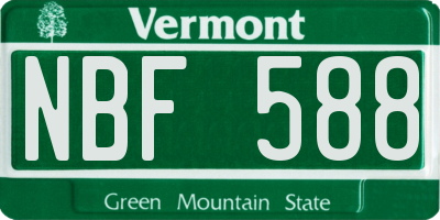 VT license plate NBF588