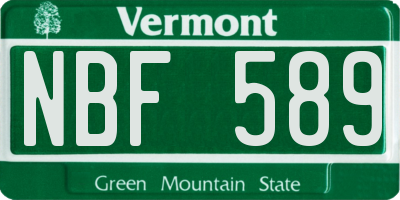 VT license plate NBF589