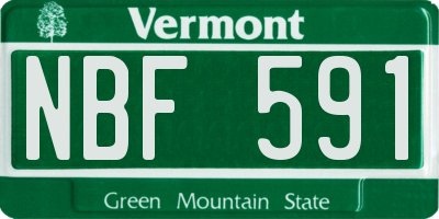 VT license plate NBF591