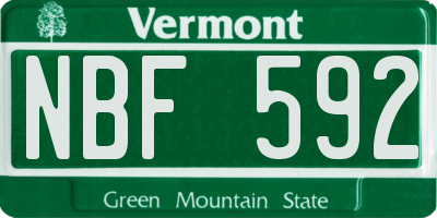 VT license plate NBF592