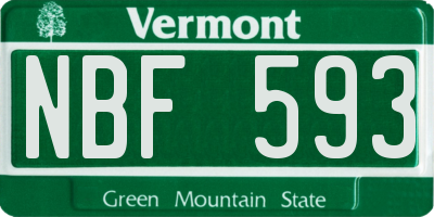 VT license plate NBF593