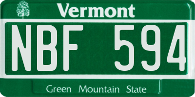 VT license plate NBF594