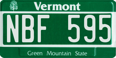 VT license plate NBF595