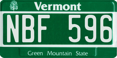 VT license plate NBF596