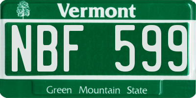 VT license plate NBF599