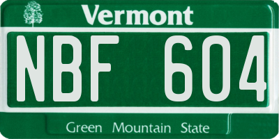 VT license plate NBF604