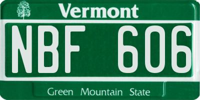 VT license plate NBF606