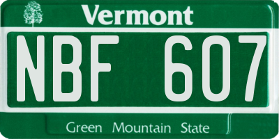 VT license plate NBF607