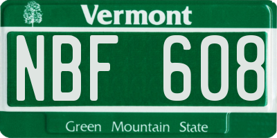 VT license plate NBF608