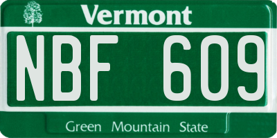 VT license plate NBF609