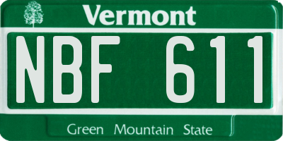 VT license plate NBF611