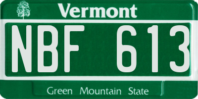 VT license plate NBF613