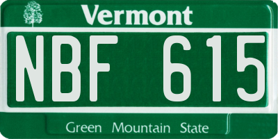 VT license plate NBF615