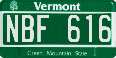 VT license plate NBF616