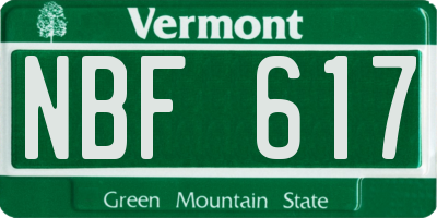 VT license plate NBF617
