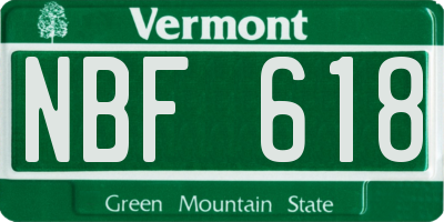 VT license plate NBF618