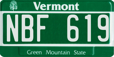VT license plate NBF619