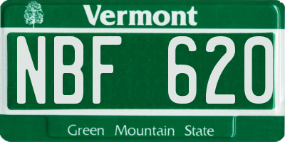 VT license plate NBF620