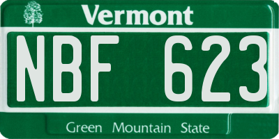 VT license plate NBF623