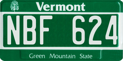 VT license plate NBF624