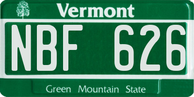 VT license plate NBF626