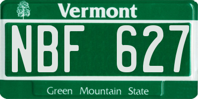 VT license plate NBF627
