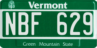 VT license plate NBF629