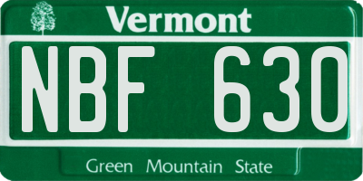 VT license plate NBF630