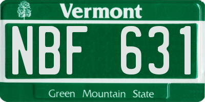 VT license plate NBF631