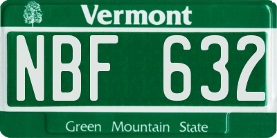 VT license plate NBF632