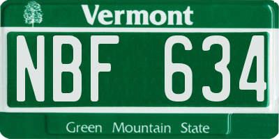 VT license plate NBF634