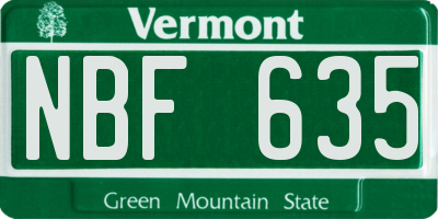 VT license plate NBF635