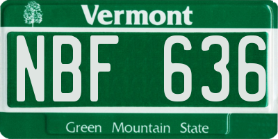 VT license plate NBF636