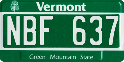 VT license plate NBF637