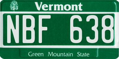 VT license plate NBF638