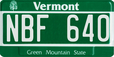VT license plate NBF640
