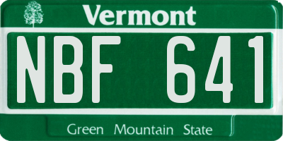 VT license plate NBF641
