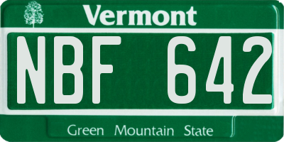 VT license plate NBF642