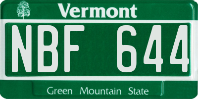 VT license plate NBF644